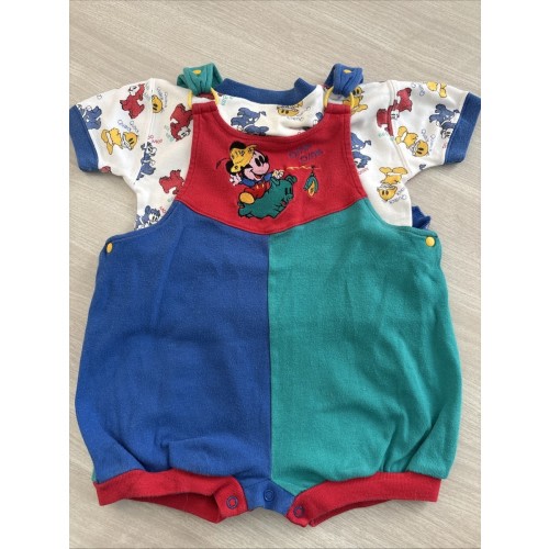 Vintage Mickey Mouse Romper Farm Animals 18m Color Block