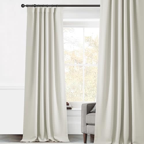 StangH Natural Linen Blackout Curtains for Living Room Two-Layer Back Tab Heavy Window Drapes Soundproof Thermal Insulated Curtains for Bedroom Nursery, Ivory, W50xL96, 1 Panel