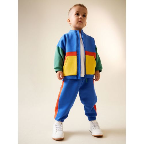 Green/Blue Colour Block Full Zip Sweat and Joggers Set 12-18m