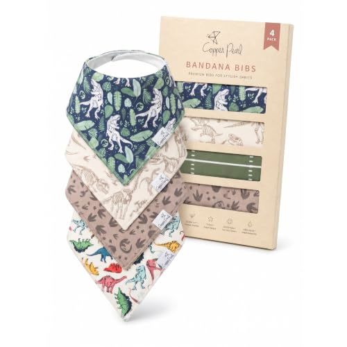 Copper Pearl Baby Bandana Bibs - 4 Pack Soft Cotton Bibs for Drooling & Teething, Absorbent, Adjustable Fit, Many Styles