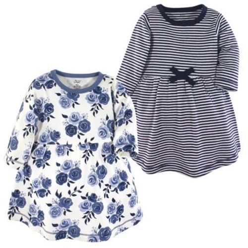 Luvable Friends Touched by Nature Long-Sleeve Dresses 2pk, Indigo Bloom, 3-6M