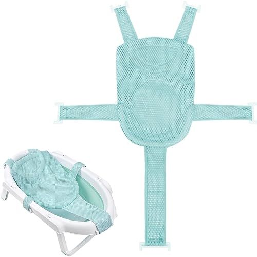 Colorlife Baby Bath Seat Support Net Infant Bathing Seat Support Mat, Adjustable Comfortable Non-Slip Five-Pointed Baby Shower Net Bathtub Sit Up Mesh for Newborn 0-12 Months-Green(No Bathtub)