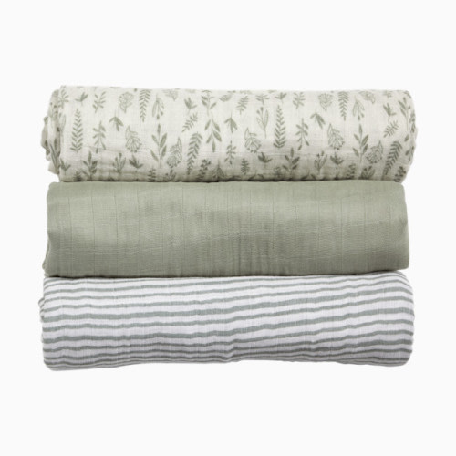 3 Pack Organic Muslin Swaddle - Multi Leaf Sage