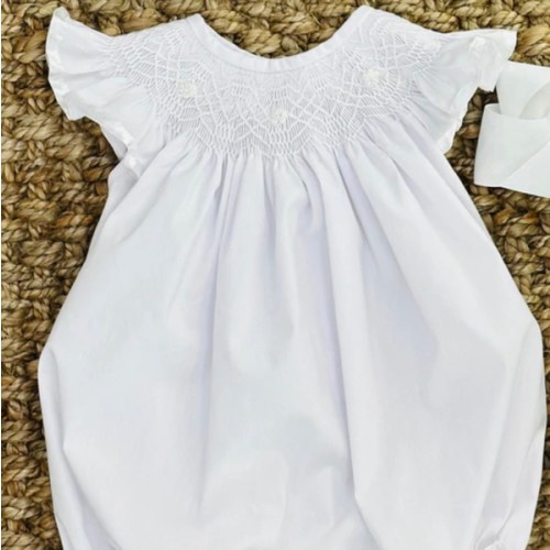 Heirloom Smocked Bubble in White With White Smocking - Flower Girl, Wedding, Portrait, Easter, First Communion 521 *F - Etsy