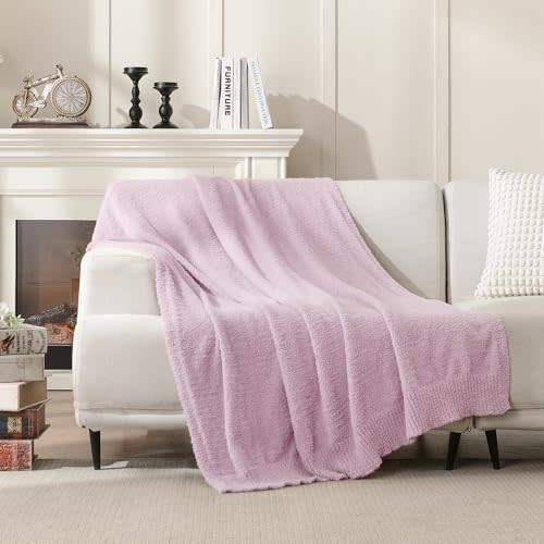 JOOJA Light Purple Throw Blanket, Soft Fluffy Fuzzy Knit Blanket for Couch Bed Sofa, Cozy Plush Warm Blanket for Bedroom Living Room, Spring Home Decor, 50x60 Inches