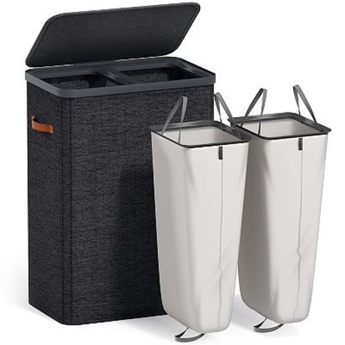 Sorbus 2-Compartment Laundry Basket with Removable Bag - Durable Organizer - Space Saving Design