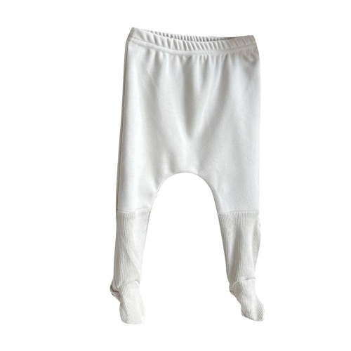 CYMMPU Organic Baby Infant Footed Pants, Pants with Feet Cotton High Waist Casual Leggings White 3 Months