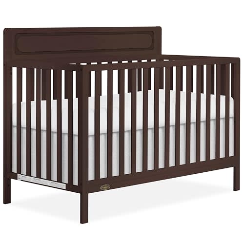 Dream On Me Avery 5-in-1 Convertible Full-Size Baby Crib in Chocolate Chip, Converts to Toddler Bed, Daybed & Full-Size Bed, 3 Adjustable Mattress Heights, Greenguard Gold & BSA Certified
