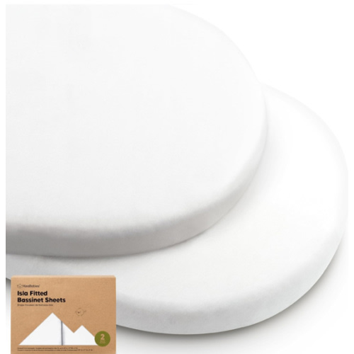 2-Pack Baby Bassinet Sheets Girl, Boy - 33x17 Viscose Derived from Bamboo Bedside Mattress Fitted Bassinet Sheets, Compatible with Halo Bassinest Swivel Sleeper, Baby Delight, Graco(Soft White)