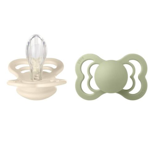 Bibs Supreme Silicone Pacifier - 6-18 Months - Ivory/Sage - 2pk: BPA-Free, Phthalate-Free, Rubber