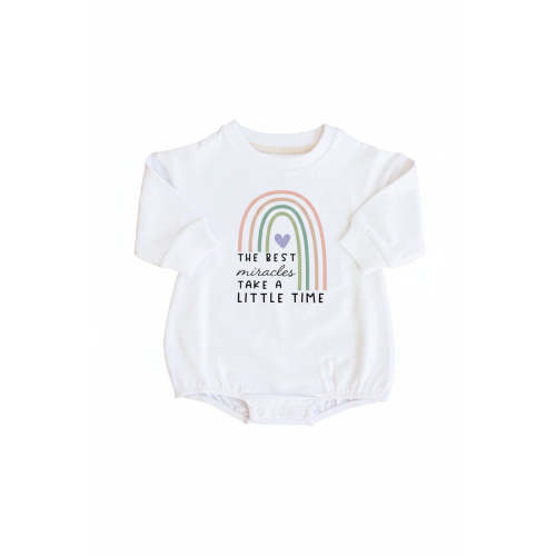 Best Miracles Graphic Sweatshirt Bubble Romper | White