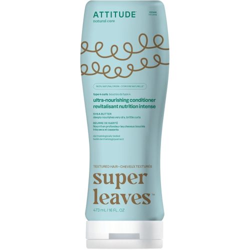 ATTITUDE Ultra-Nourishing Conditioner for Curly Hair with Shea Butter, Vegan Detangler and Naturally Derived 4a, 4b, 4c Curl Type, Deeply Nourishes Curls, 16 Fl Oz