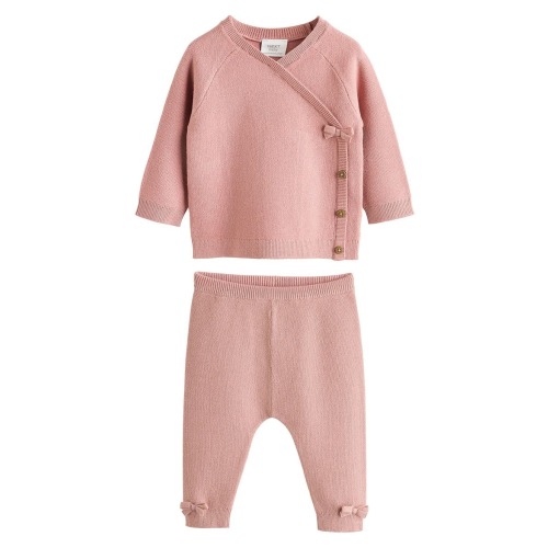 Bow Detail Knit Wrap Top & Pants Set