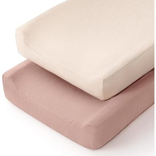 lulumoon Baby Changing Pad Cover: Muslin Diaper Changing Table Pad Cover - Changing Pad Sheets for Girls Boys (Cream & Sand)