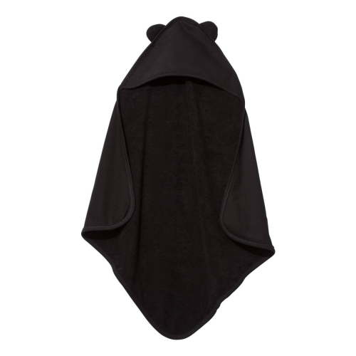 Terry Cloth Hooded Towel with Ears , Black