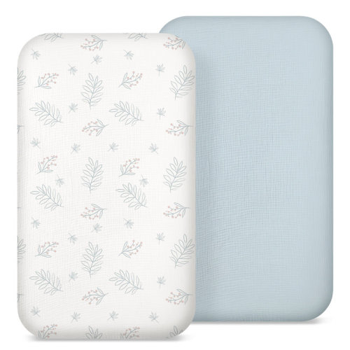 Trinx 100% Cotton Muslin Bassinet Sheets 2-Pack Neutral, 33"x17"x4" Fitted Bassinet Mattress Sheets, 360° Elastic Edge, Soft & Breathable | Wayfair