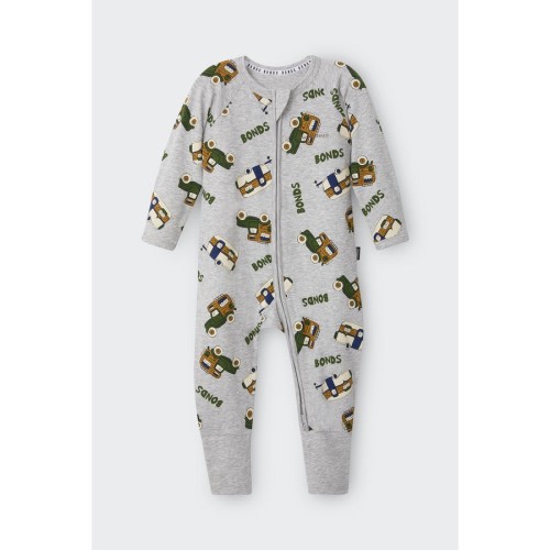 Bonds Baby Print Zip Wondersuit - Grey - Size 0
