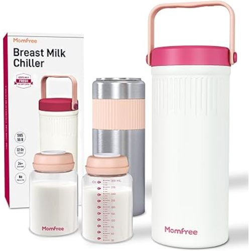 22oz Portable Breast Milk Cooler for Breastmilk Storage, Liquid Gold Saver 360° Cooling Keeps Milk Fresh for 24 Hours, Larger Capacity Breastmilk Chiller with 2pcs Bottles for Outdoor Mom