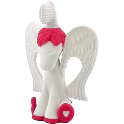 Baby Banana Magical Unicorn Toothbrush and teether. Butter Soft Food Grade Bendable silcone with Feather bistles to gnaw on for All Baby Ages. Family-Owned Business.