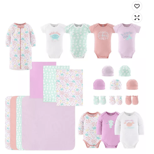 Baby Girls Layette Gift Set Girls, Ocean Flower, 23 Essential Pieces, 0-3 Months