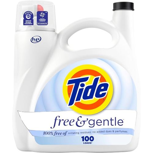 Tide Free & Gentle Liquid Laundry Detergent, 100 Loads, 132 fl oz, Tide Laundry Detergent, Clean Laundry Detergent