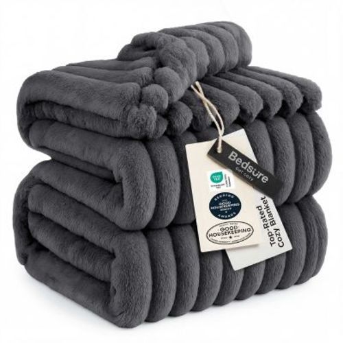 Bedsure Grey King Size Fleece Blanket, GentleSoft Cozy Lightweight Breathable, Summer AC Blanket for All Seasons Bedroom Sofa Decor, 108x90 Inches