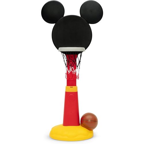 Delta Children Disney Mickey Mouse Plastic Basketball Set - Includes Basketball Hoop, 1 Basketball and Ball Pump, Red/Black