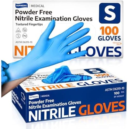 Medical Soft Max™ Nitrile Exam Gloves, 100 Count Latex-Free Powder-Free Non-Sterile Food Safe Disposable Glove, Blue