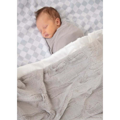 Checkered Silver Plush Blanket | Minky Couture