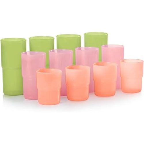 Tupperware Tabletop 12 Count Tumbler Cup Set in 8, 12 and 18 Fl. Oz. (4 of each) Dishwasher Safe and BPA Free