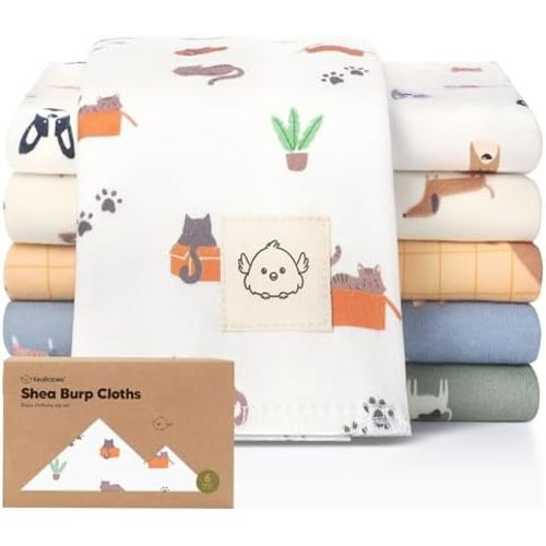 Organic Burp Cloths Baby Boy Girl, 6pk Large Burping Cloths (Pets & Paws)
