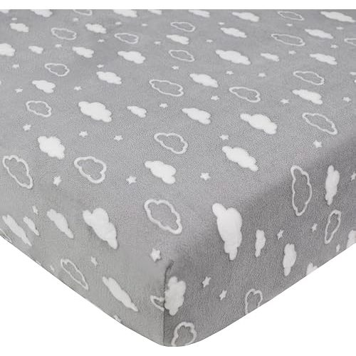 American Baby Company Heavenly Soft Chenille Fitted Crib Sheet 28" x 52", Warm and Cozy Neutral Chenille Sheet, Gray 3D Cloud, for Boys and Girls, Fits Crib and Toddler Bed mattresses
