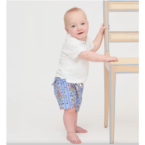 The Baby Julien Swim Trunk - Blue Floral Block Stripe