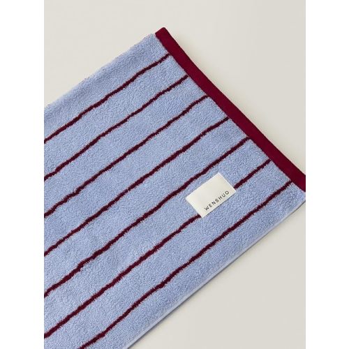 WENSHUO Sea Salt Twilight-Pure Cotton Striped Bath Towel,100% Combed Cotton,Luxury Shower Towel,Super Absorbent(Pack of 1) (55.12" L × 27.56" W)