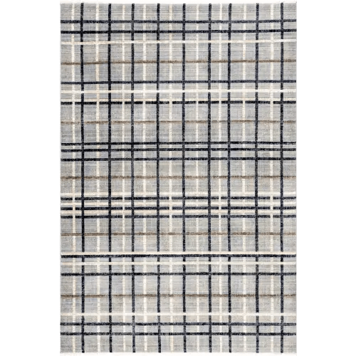 Lina Plaid Fringed Rug | Blue