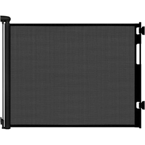 Retractable Baby Gate for Stairs and Doorways, 55" Wide x 33" Tall Mesh Dog Gate for Indoor & Outdoor Use, Safety Gate for Babies and Pets, Child Gates for Hallways, Hardware Mounted, Black