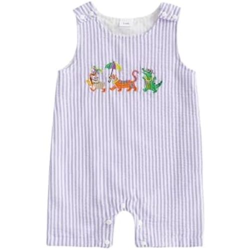 Yoawdats Newborn Baby Boy Girl Clothes Stripes Sleeveless Duck Embroidery Overall Romper Cute Infant Summer Spring Outfit