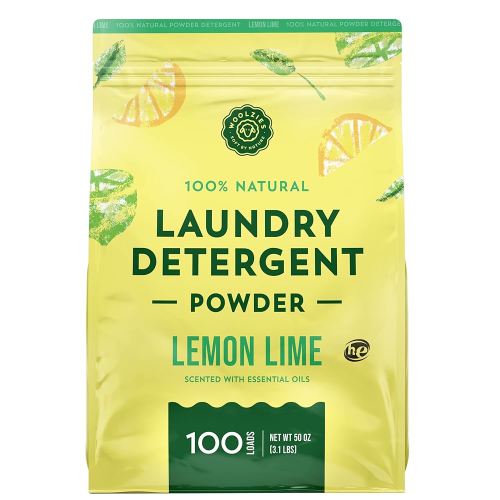 Woolzies Natural Laundry Powder Detergent Soap Scented with Pure Essential Oils Extra Strength Biodegradable Formula, Safe for Sensitive Skin 100 Loads. (Lemon Lime)