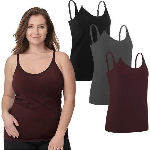 Under Control Nursing Cami Tank Tops for Breastfeeding Women Nursing Tops Maternity Shirts, Camisoles with Built in Bra 3Pack