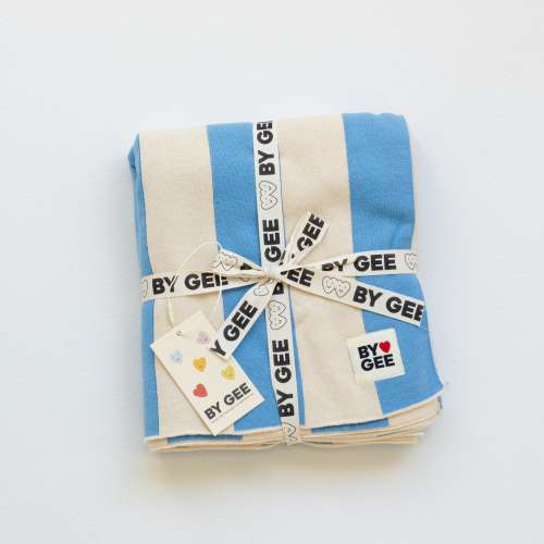 Organic Knitted Blanket - Blue Stripe