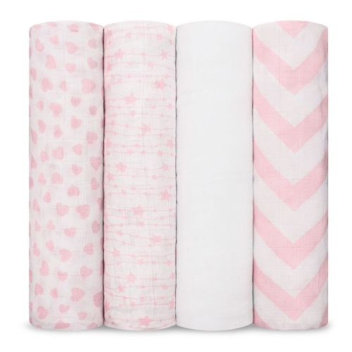 Muslin Swaddle Blankets Neutral Receiving Blanket for Boys and Girls by Comfy Cubs - Pink