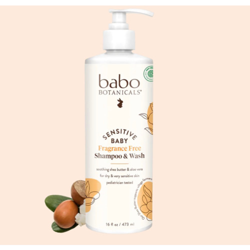 Babo Botanicals Sensitive Baby Fragrance-Free 2-in-1 Shampoo & Wash - Shea Butter, Calendula & Aloe Vera - EWG Verified - Cruelty-Free - Vegan - Pediatrician Tested - For Babies & Kids