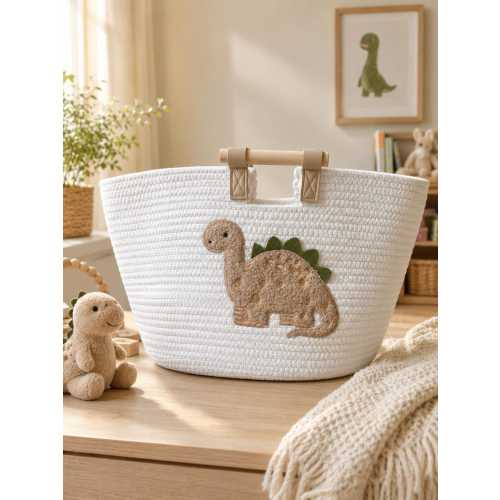 Personalized Cotton Rope Basket, Dino gift Storage, Baby Shower Gift, Woven basket baby nuesery decor, Dino, owl, giraffe, lion, elephant