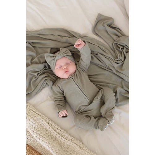 All Bamboo Waffle Zipper Footies