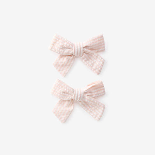 Pink Seersucker Bow Clip Set PINK / 0-12M