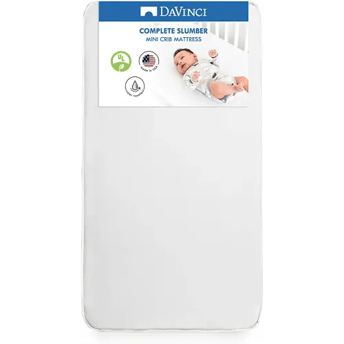 DaVinci Complete Slumber MINI Crib Mattress, Firm support, Lightweight, Waterproof, Greenguard Gold Certified