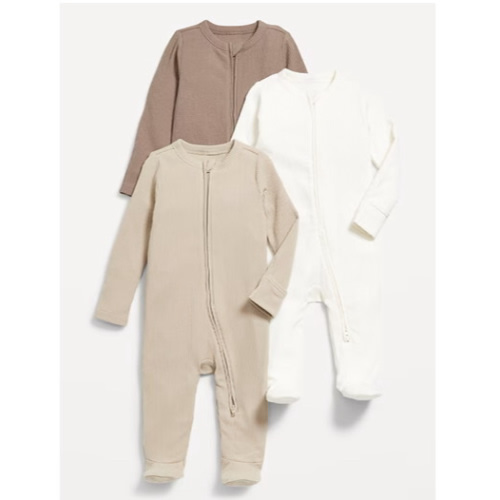 2 Way Zip Footed One-Piece (Pack of 3)