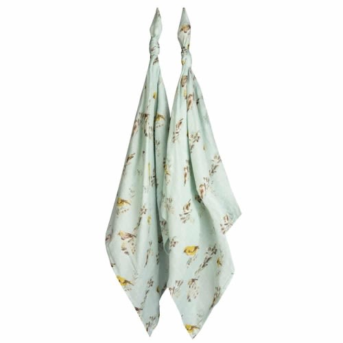 Blue Bird Bamboo Muslin Two-Piece Burp Cloth Set