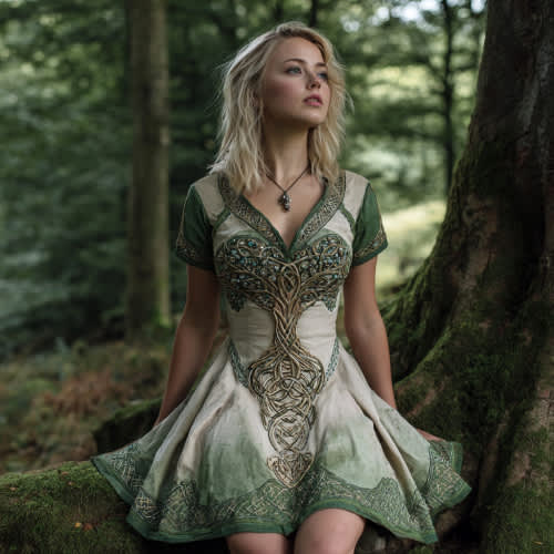 Women's Viking Life Of Tree Gradient Art Casual Short Mini Dress