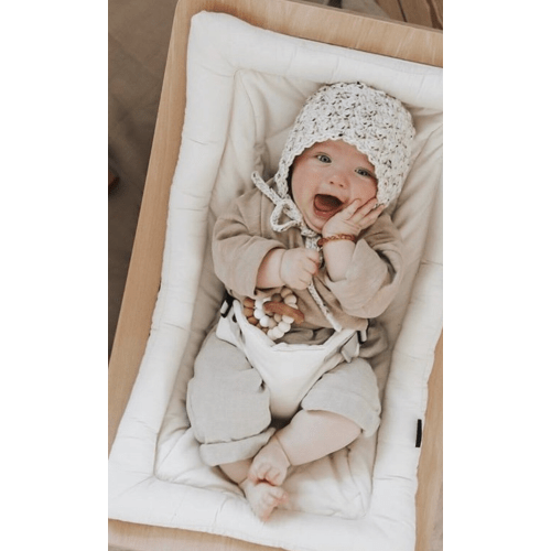Oatmeal Knitted Newborn Bonnet Hat
